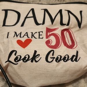 Cream Makeup Bag with Fun Print